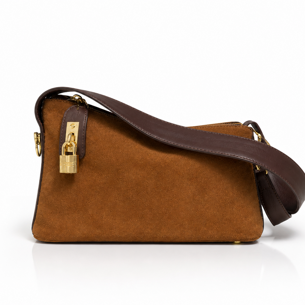 Suede Whisper Shoulder Bag - Caramel Brown