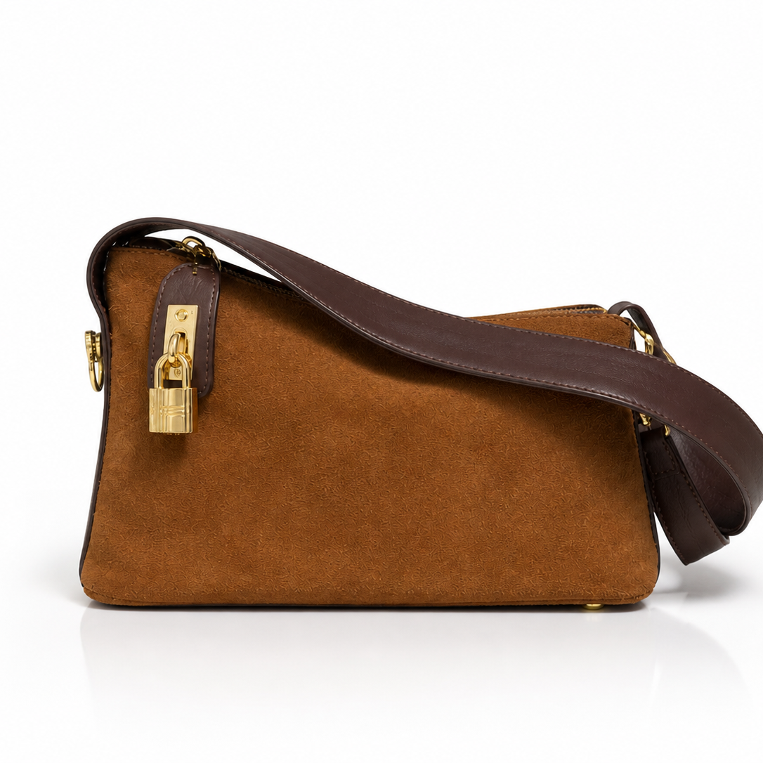 Suede Whisper Shoulder Bag - Caramel Brown