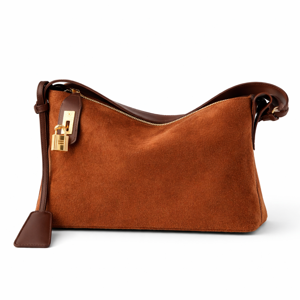 Suede Whisper Shoulder Bag - Caramel Brown